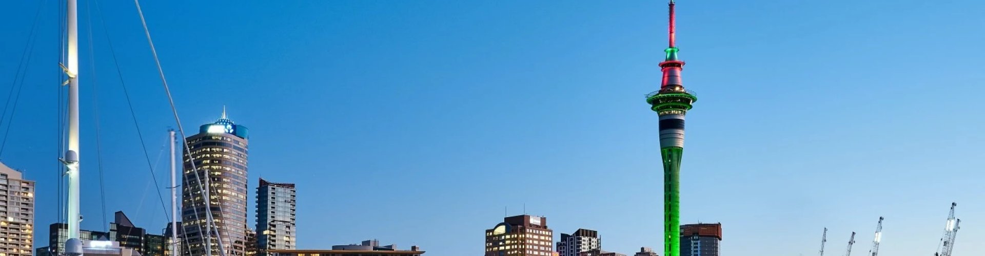 Auckland cityscape at sunset