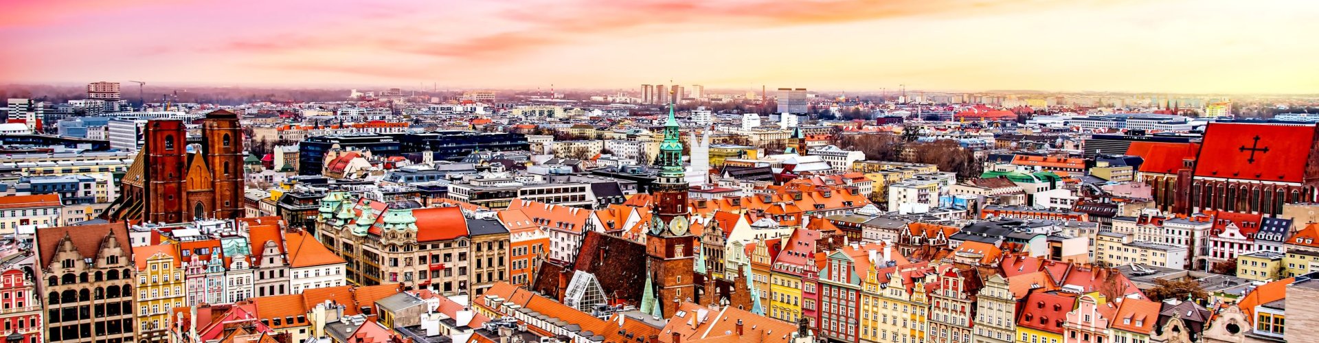 Wrocław cityscape at dusk