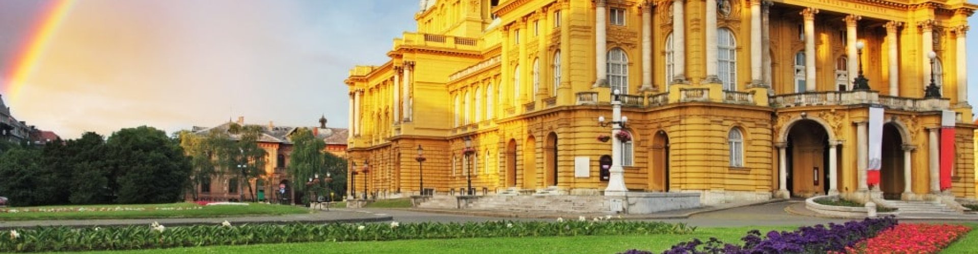 Zagreb cityscape at sunset