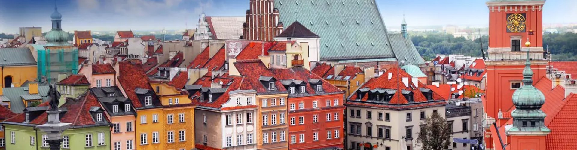 Warsaw cityscape at sunset