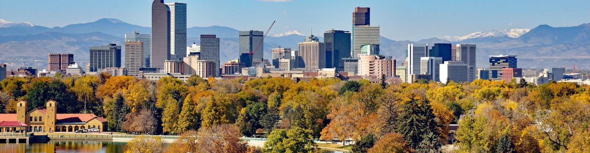 Denver cityscape at sunset