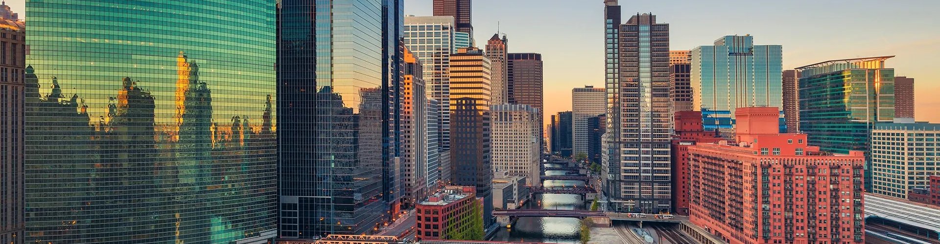 Chicago Skyline at Sunset
