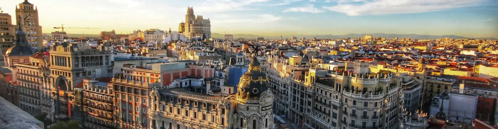 Madrid cityscape at dusk