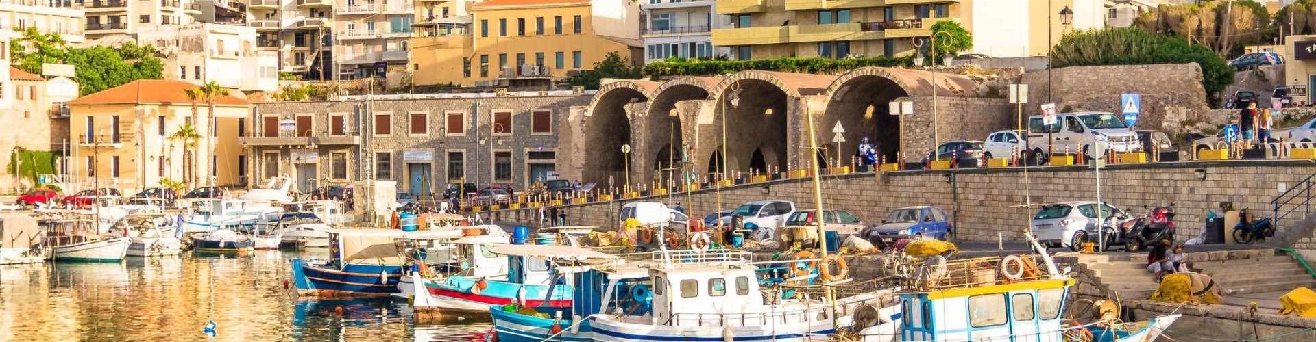 Sunset over Heraklion cityscape