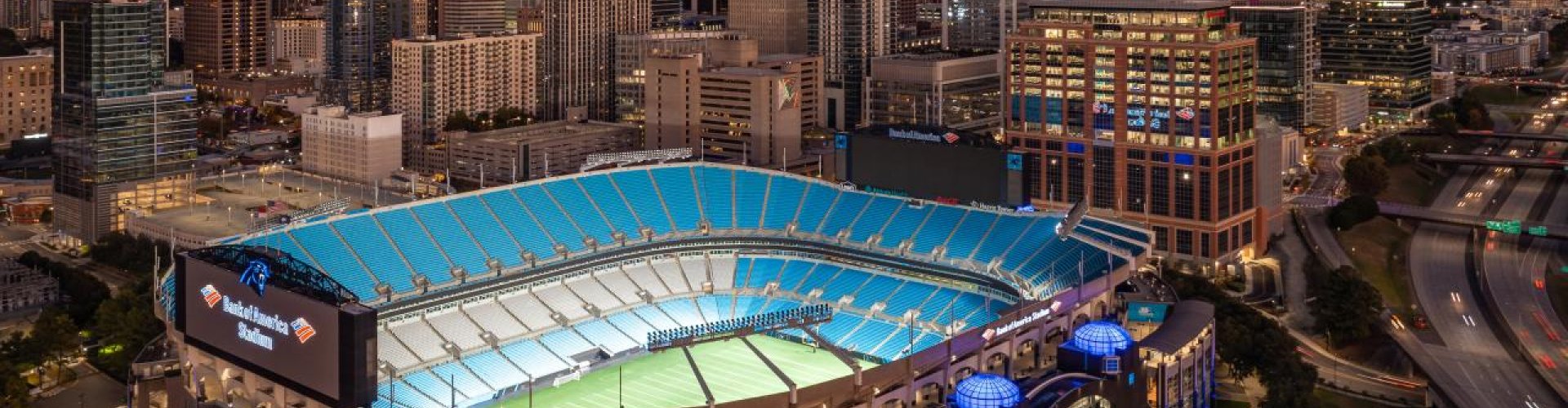 Charlotte skyline at sunset